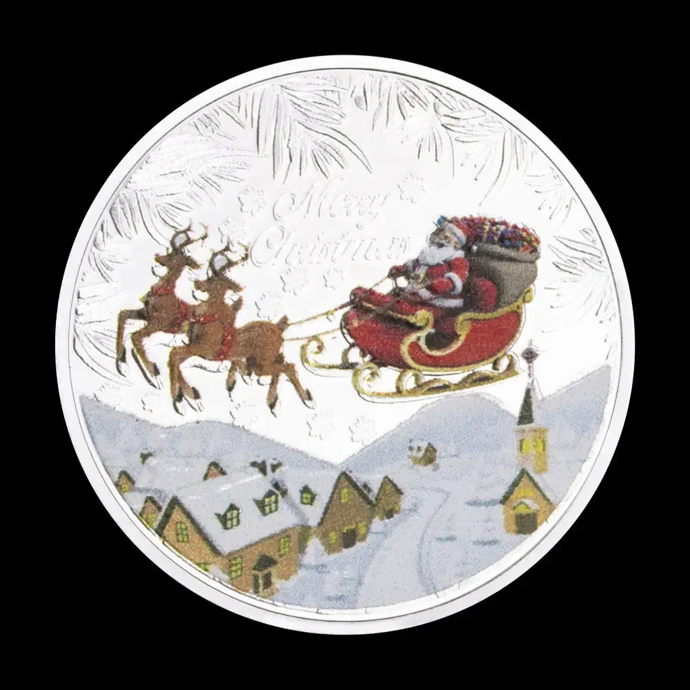 Merry Christmas & Happy New Year Santa Claus Coin – Gold Holiday Commemorative Collectible