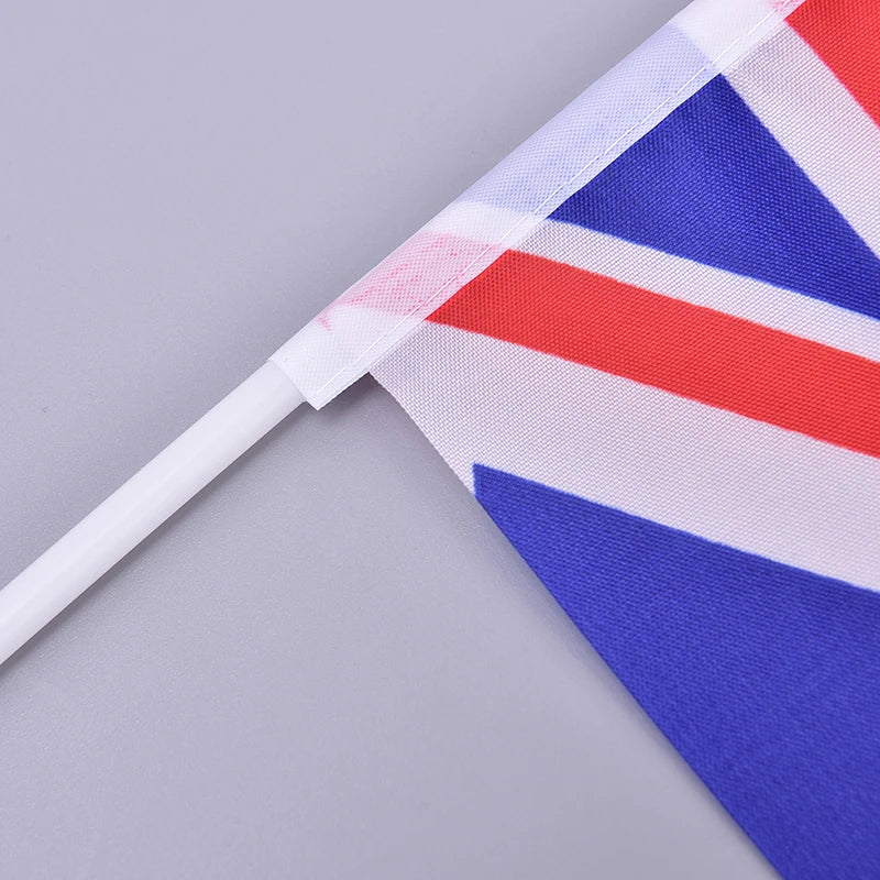 10× England Hand Waving Flags – 21×14cm UK St George Cross with Plastic Poles