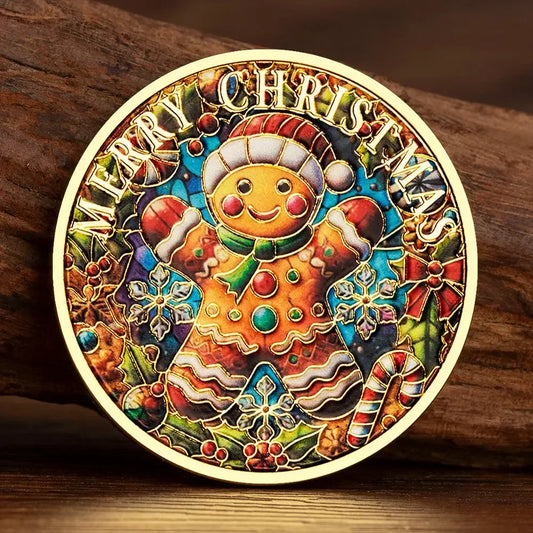 Gingerbread Man in Christmas Hat Collectible Coin – Festive Holiday Souvenir for Kids & Collectors
