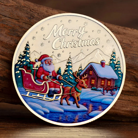 Christmas Santa Collectible Coin – Festive Souvenir