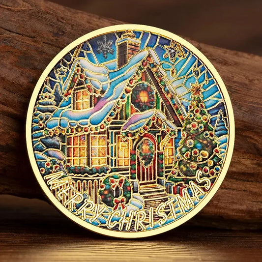 Christmas House & Snowy Tree Collectible Coin
