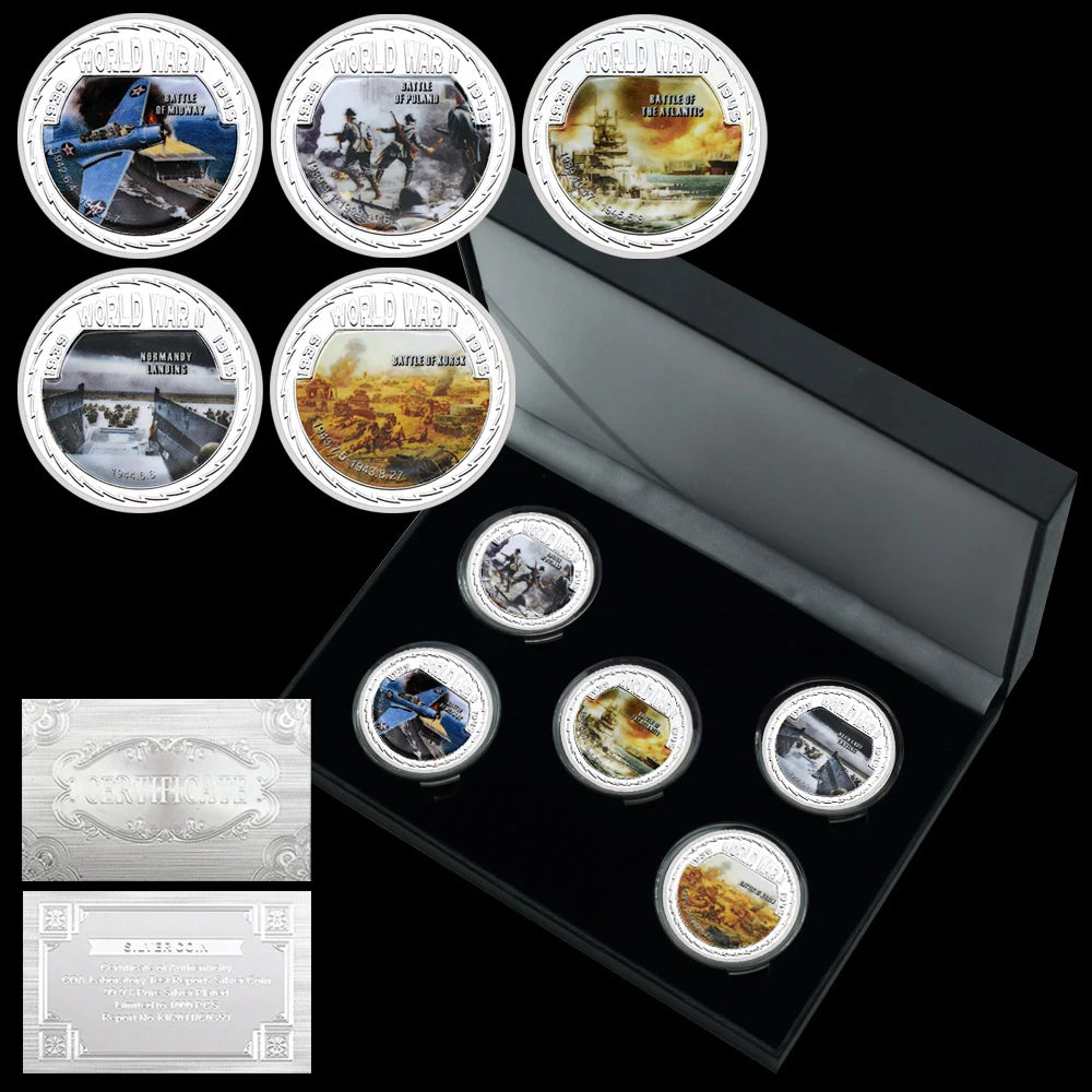Winston Churchill & Battle of Midway Challenge Coins – 5-Piece Commemorative Collection
