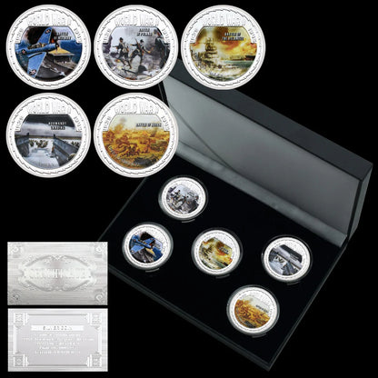 Winston Churchill & Battle of Midway Challenge Coins – 5-Piece Commemorative Collection