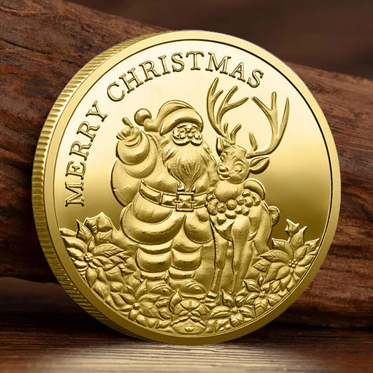 Santa Claus Merry Christmas Collectible Coin – Gold & Silver Holiday Souvenir
