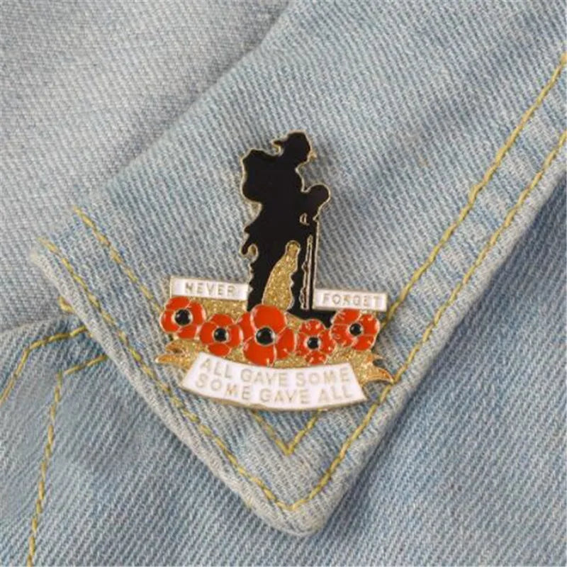 UK Remembrance Day Red Poppy Lapel Pin